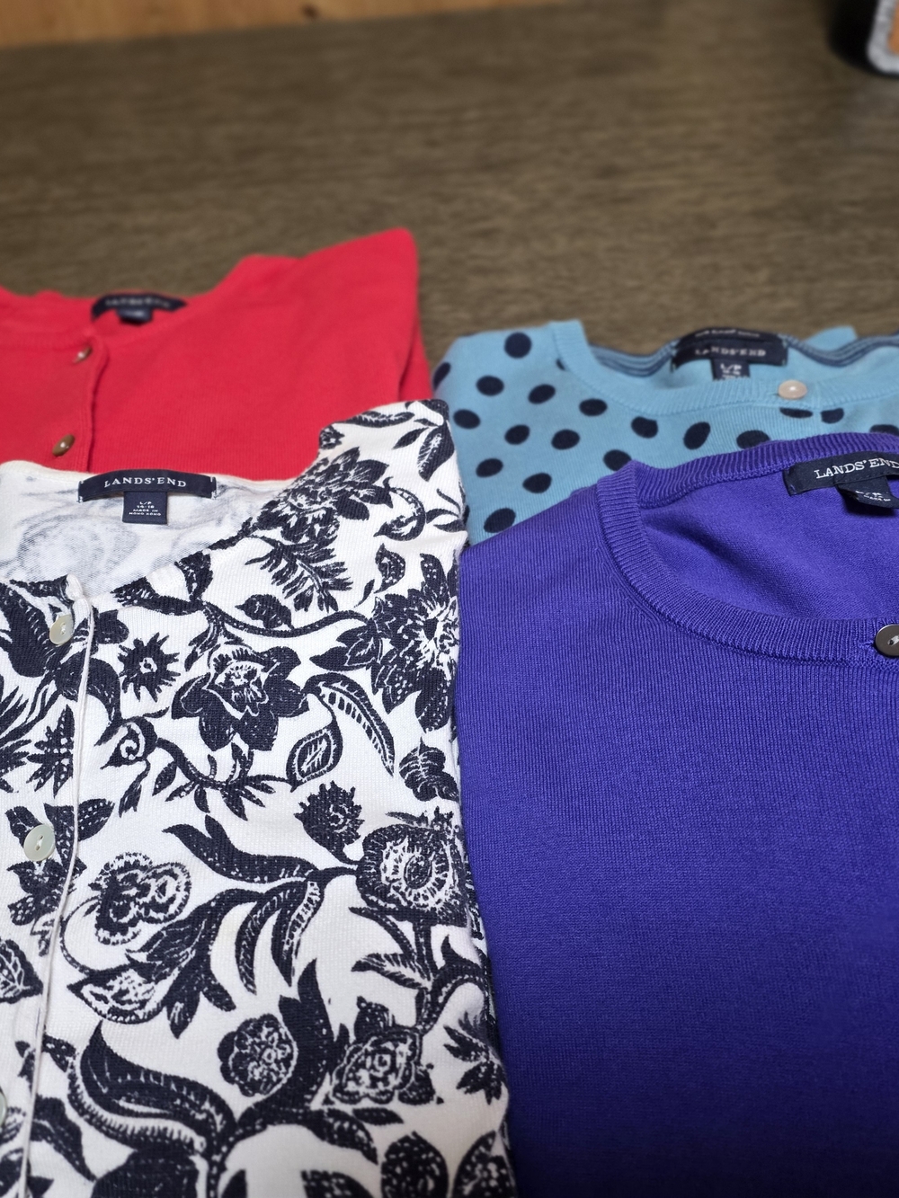 Lot Of 4 Lands' End Ladies Cardigans L/P Very Good Condition